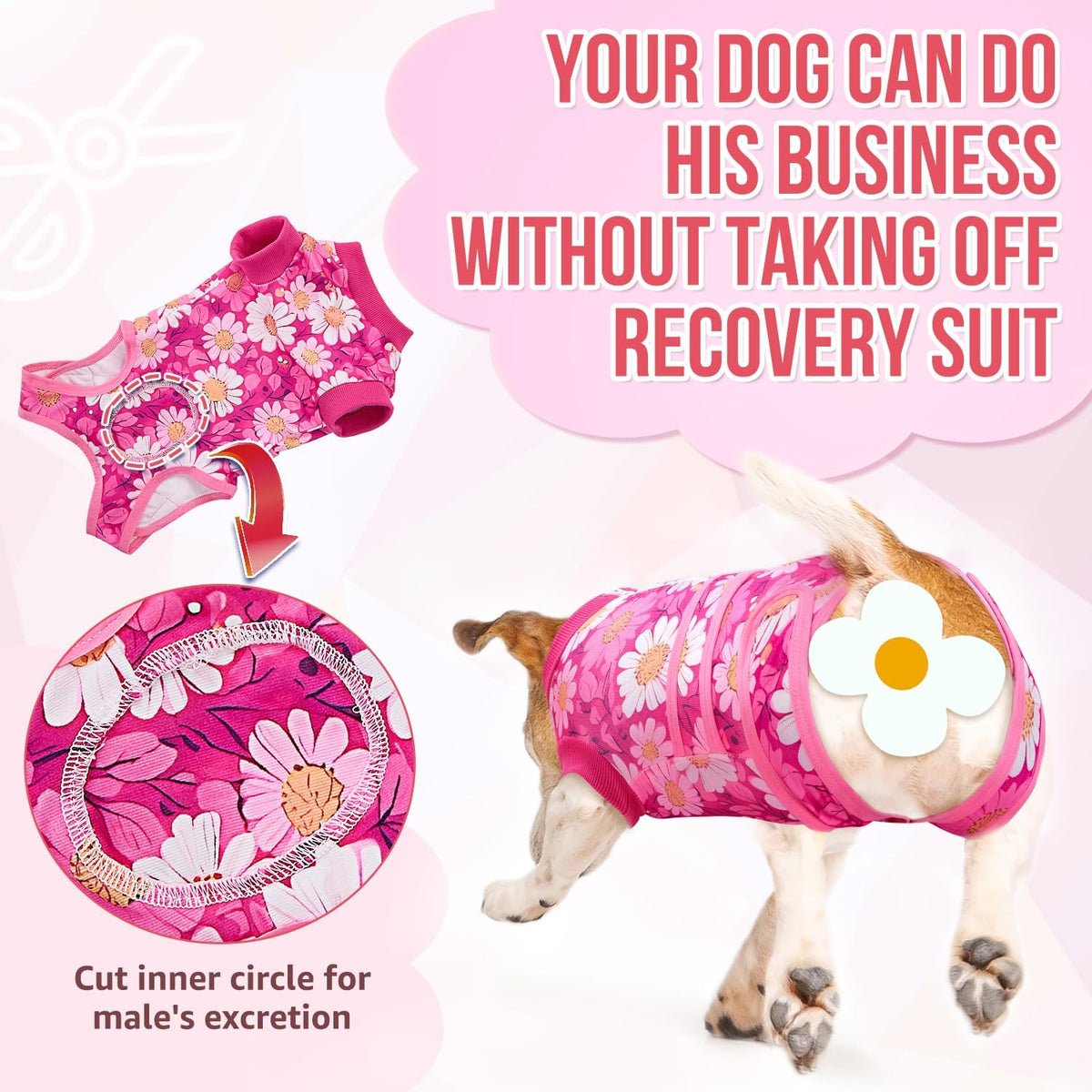 Nasjac male female dog surgical clothing trim to fit toilet design.