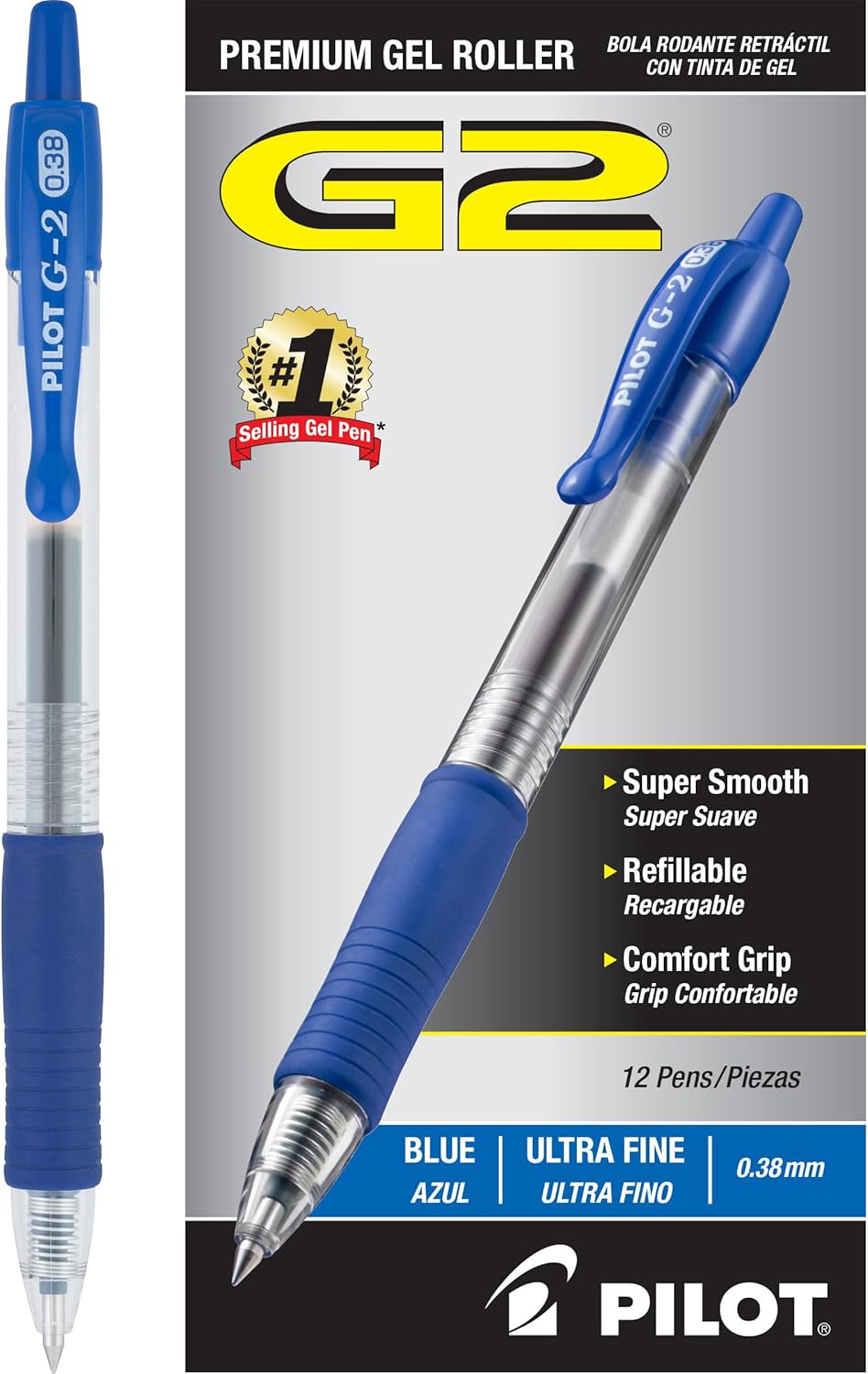 Pilot G2 Premium Refillable and Retractable Rolling Ball Gel Pens, Ultra Fine Point, Gel Ink Pens, 0.38mm, Black Ink, 12-Pack - Image 10