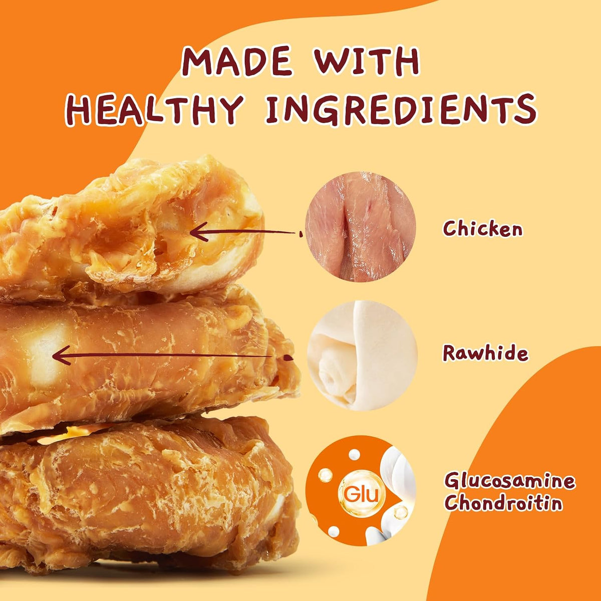 Glucosamine and chondroitin enriched pet treats for joint and hip support