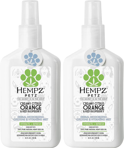 Full packaging view of the USA imported Hempz Petz creamy citrus puppy perfume.
