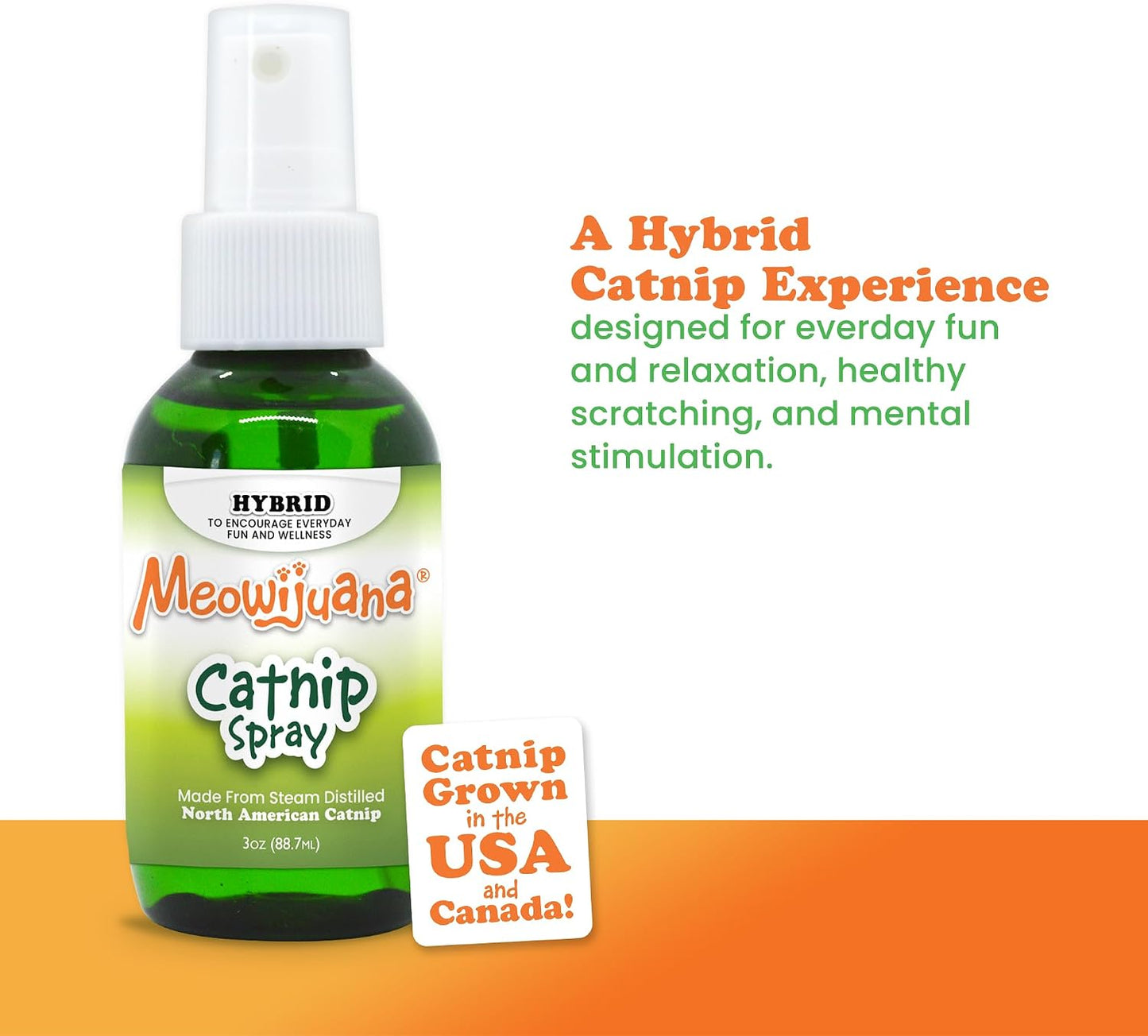 Steam distilled North American catnip spray three ounce bottle close up