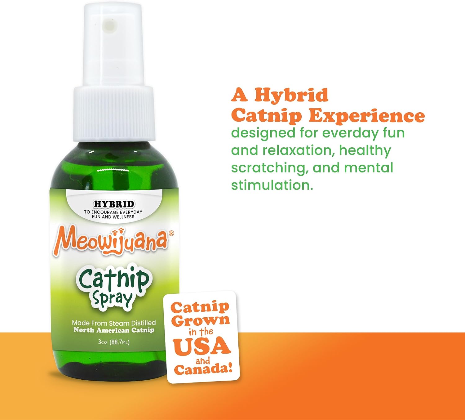 Steam distilled North American catnip spray three ounce bottle close up