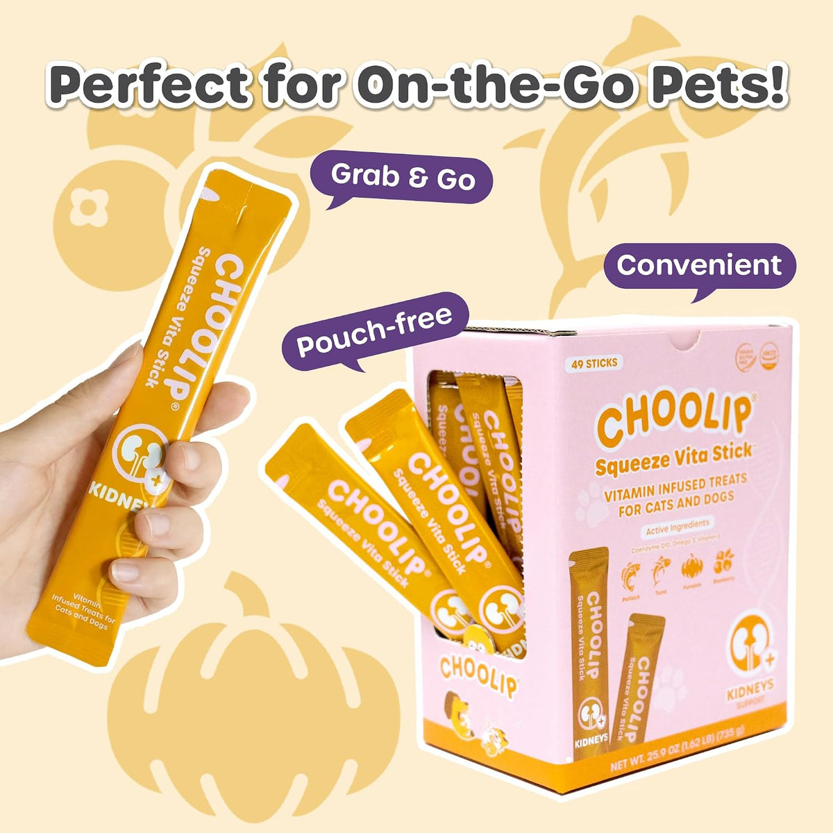 Cat licking Choolip Squeeze Vita Stick treat