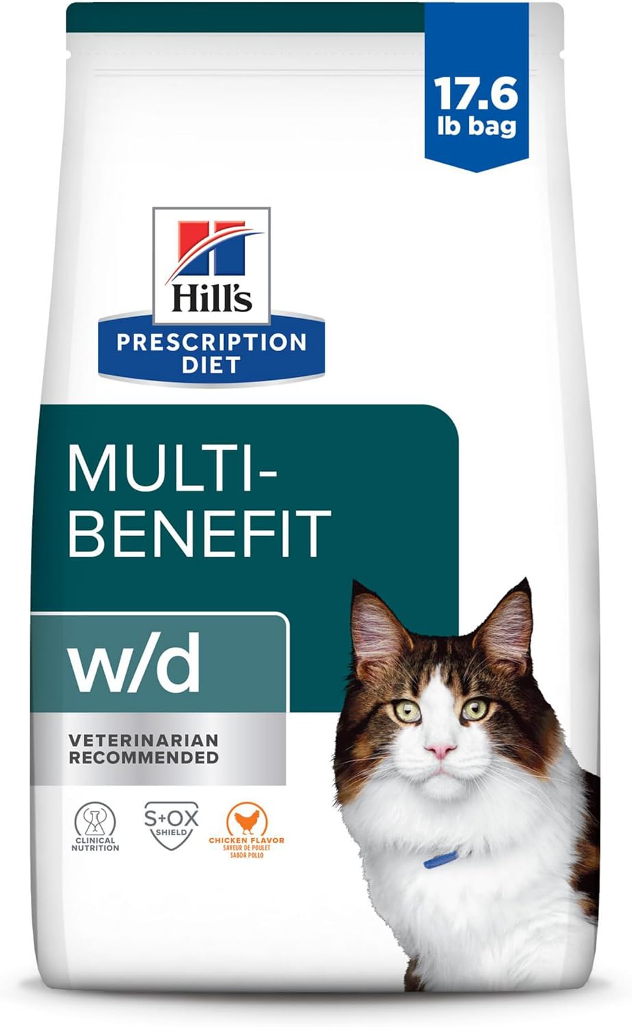 Hill's Prescription Diet w/d Multi-Benefit Digestive/Weight/Glucose/Urinary Management Dry Cat Food, Chicken, 4 lb. Bag - Image 14