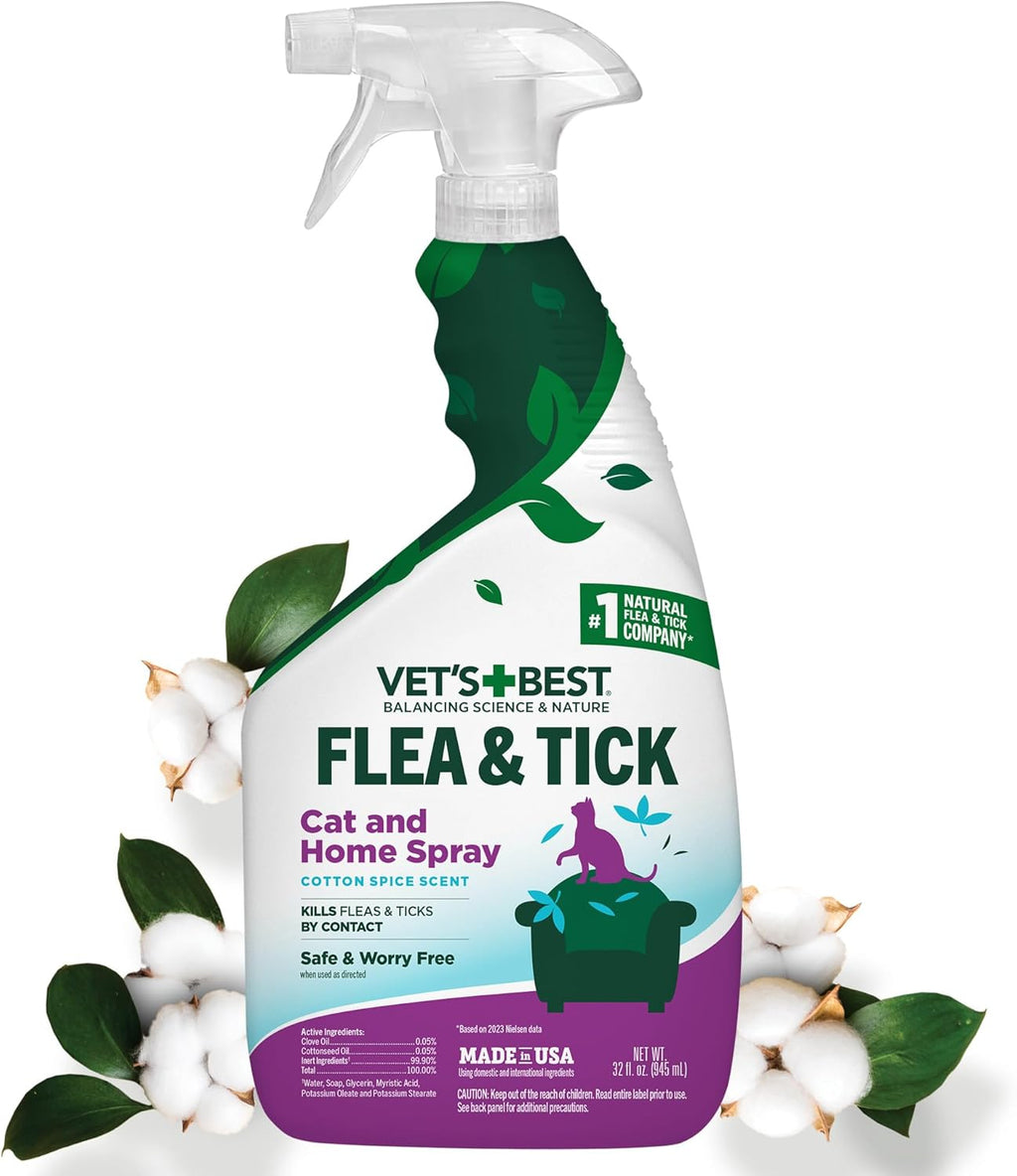 Vet's Best Natural Flea and Tick Home Spray for Cats - Natural Plant-Based Formula with Certified Essential Oils - Indoor Flea Treatment for Home Use - Safe and DEET-Free - 32 oz Bottle - Image 12
