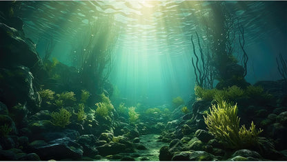 Aquarium Background Underwater Grass Leaves with Stone Aquarium Backdrop Vivid and Fresh Green Aquatic Plant Stone River Bed and Lake Fish Tank Background Decor Vinyl 48x18in - Image 11