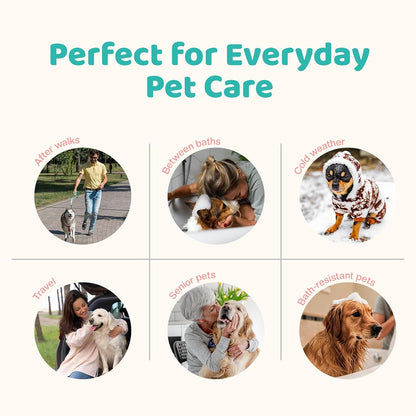 Resealable travel pack of USA imported waterless pet bathing gloves