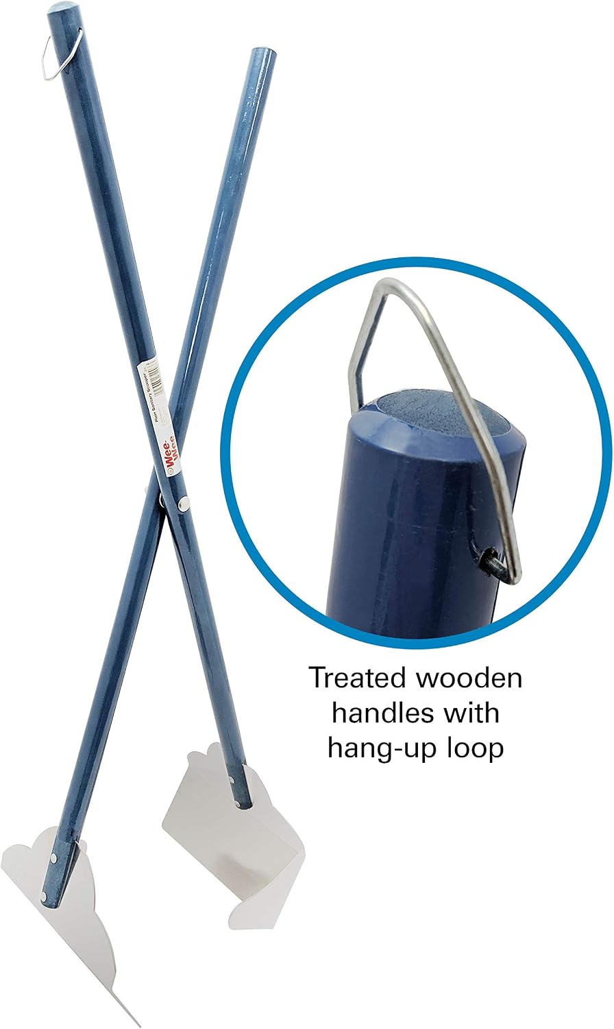 Close up of the durable rust resistant aluminum pan on the Four Paws dog poop scoop.