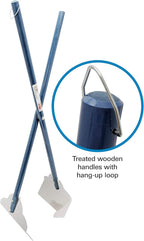 Close up of the durable rust resistant aluminum pan on the Four Paws dog poop scoop.