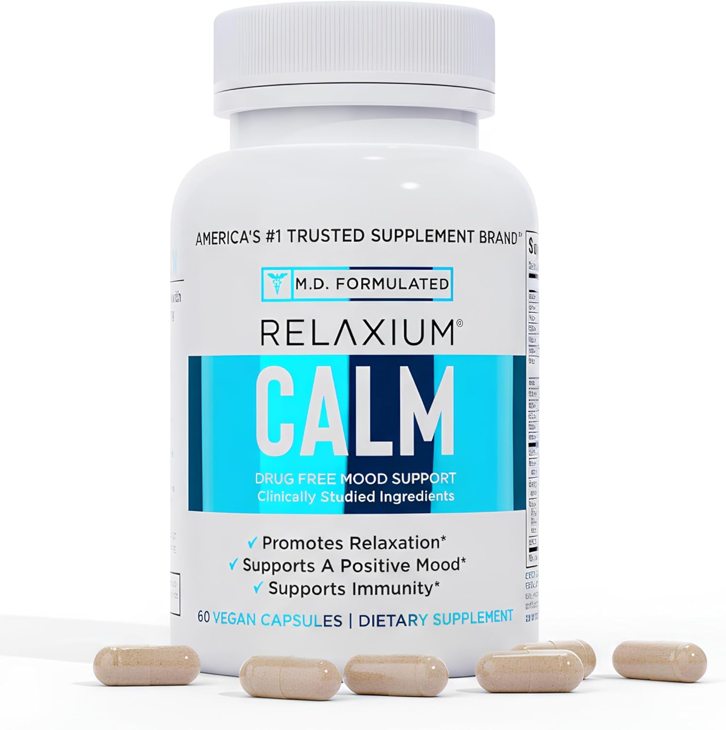 Relaxium Calm 60 capsules front bottle view for stress relief.