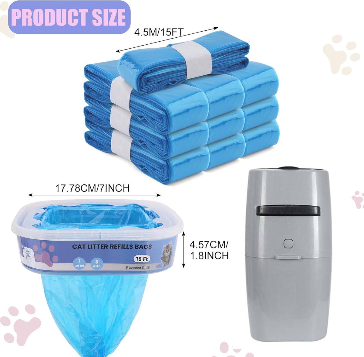 Astrallgn seven layer pet waste disposal bags roll close up