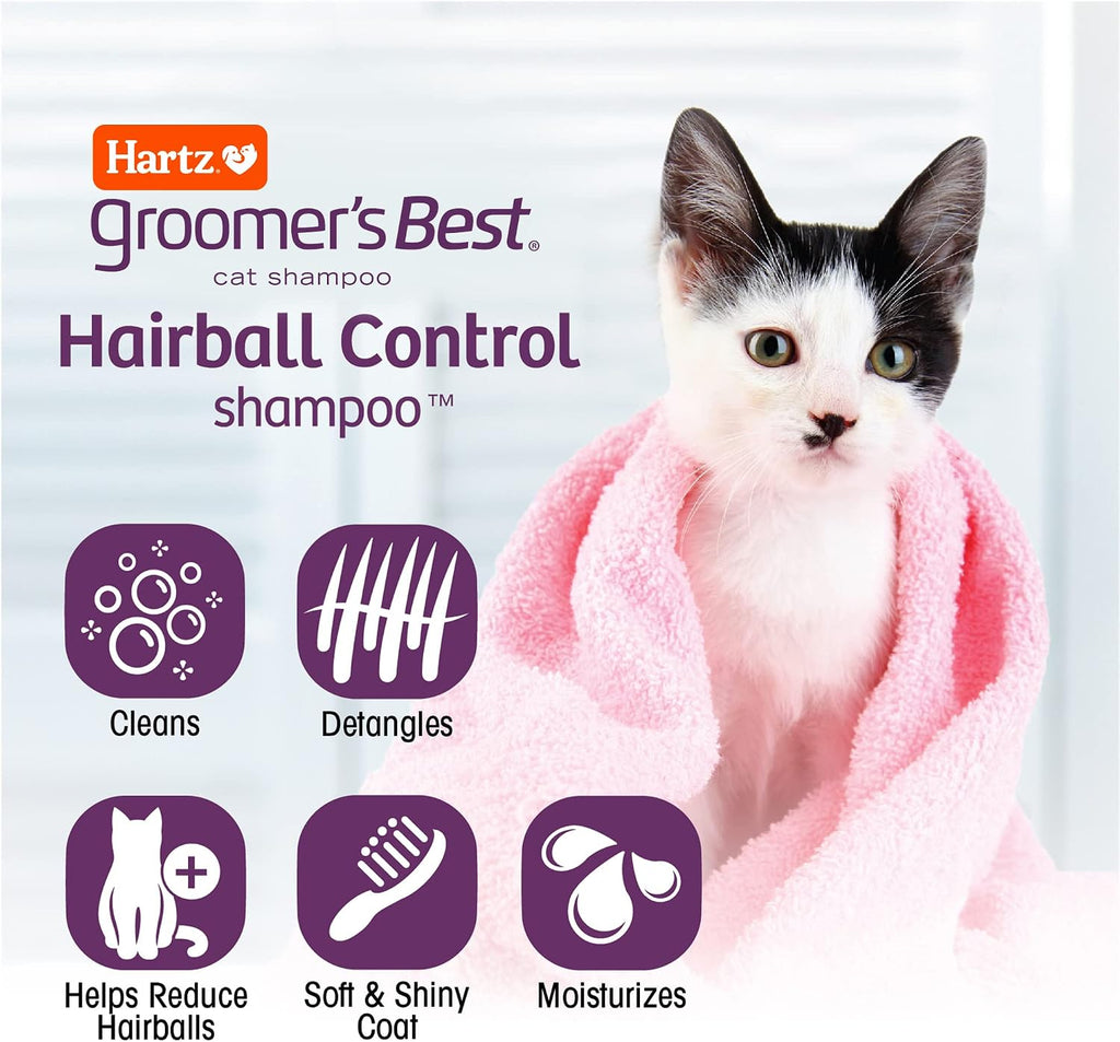 Close-up of cat coat after using Hartz grooming shampoo