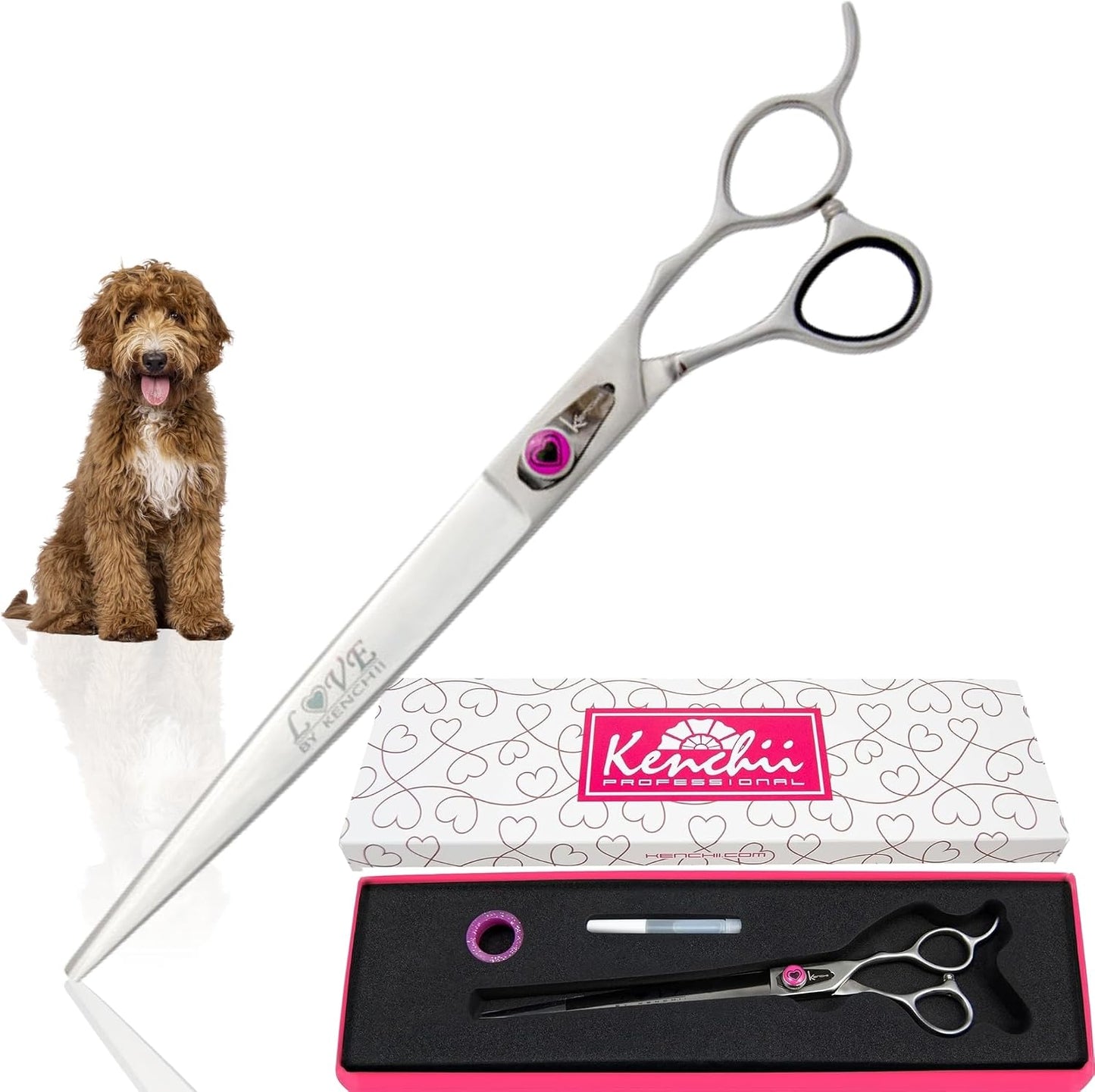 Kenchii Love Dog Grooming Scissors, 6.5 Inch Curved Balltip Shears, Dog Scissors for Grooming, Professional Pet Grooming Scissors, Safety Round Tip Shears - Image 13