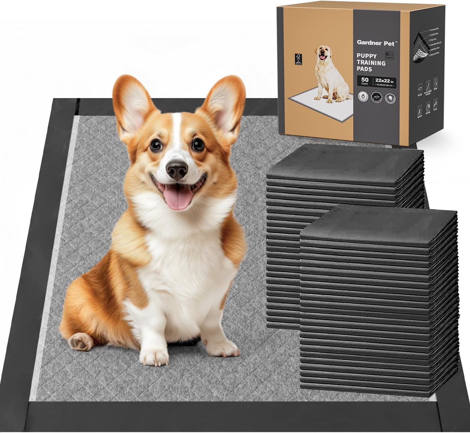 Charcoal Puppy Pads 28x34 Inches Extra Large Dog Pee Pads Odor-Control & Leak-Proof Disposable Pet Training Black New Edge-Wrapping Thicken Potty Pad for Dogs, Cats, Rabbits (30 Pieces) - Image 10