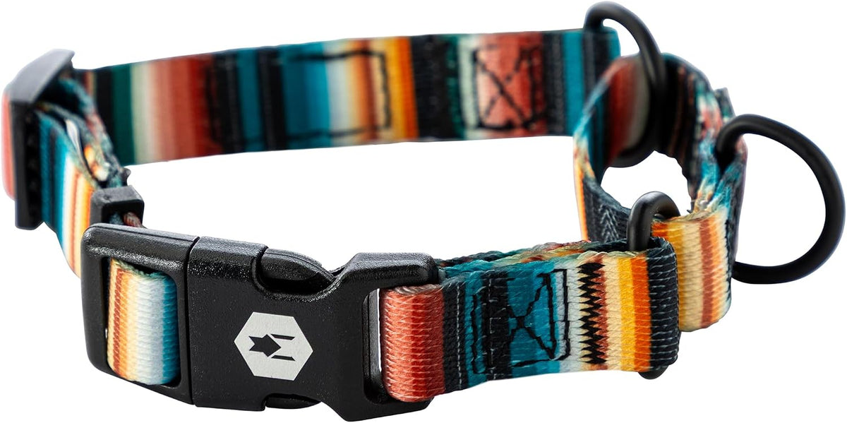 Wolfgang Heavy Duty Martingale Dog Collar with Quick Release Nylon Buckle for Walking & Training, Overland Print, Large - Image 9