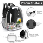 Interior setup of SSAWcasa parrot carrier with standing perch and food cups