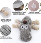 Sedioso squeaky dog toy with durable woven cotton rope legs close up