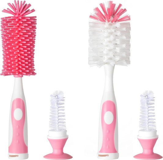 Chemimoso Multifunctional Baby Bottle Cleaning Brush Set Pink