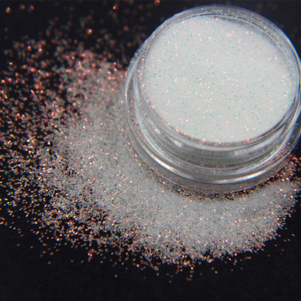 Bellecrey shimmer white rainbow nail glitter jar front view
