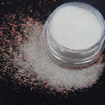 Bellecrey shimmer white rainbow nail glitter jar front view