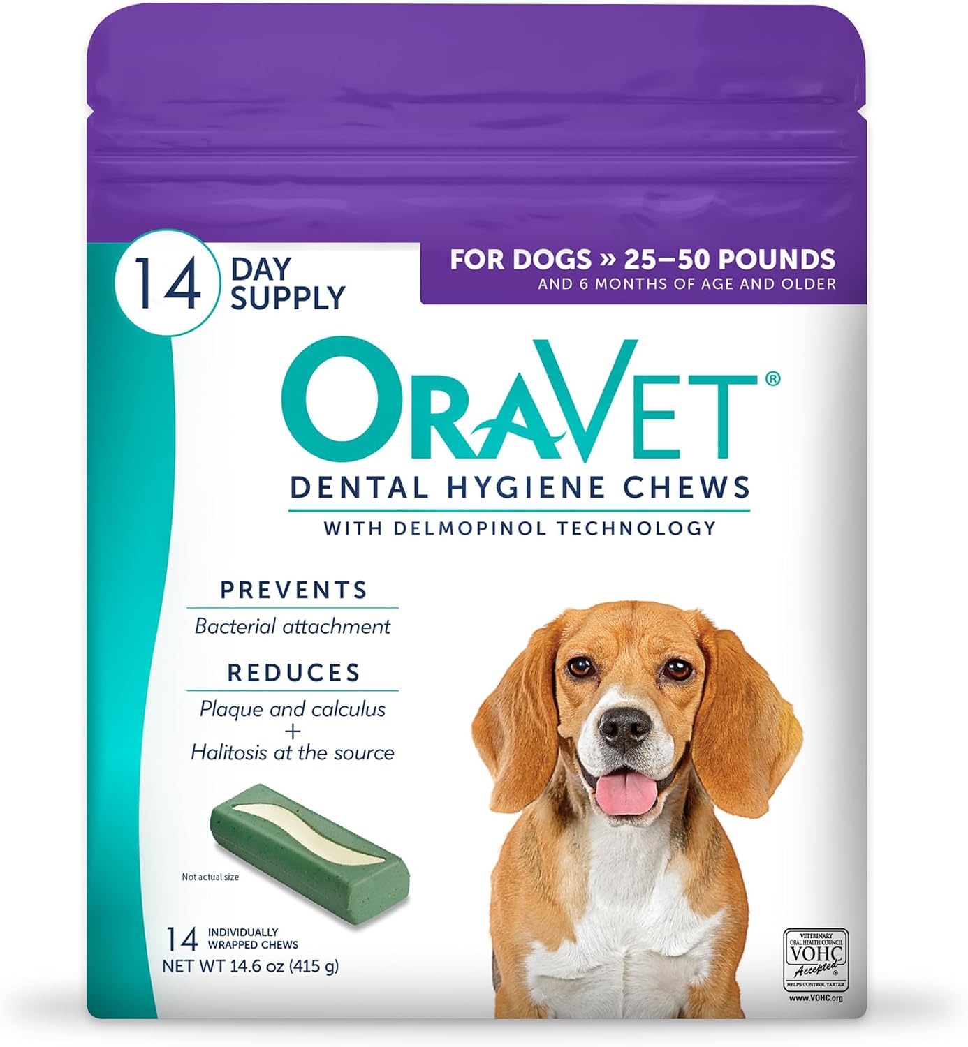 ORAVET Dental Chews for Dogs, Oral Care and Hygiene Chews (Medium Dogs, 25-50 lbs.) Purple Pouch, 30 Count - Image 10