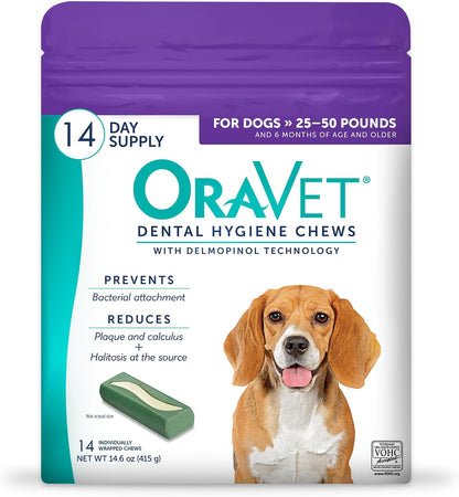 ORAVET Dental Chews for Dogs, Oral Care and Hygiene Chews (Medium Dogs, 25-50 lbs.) Purple Pouch, 30 Count - Image 10