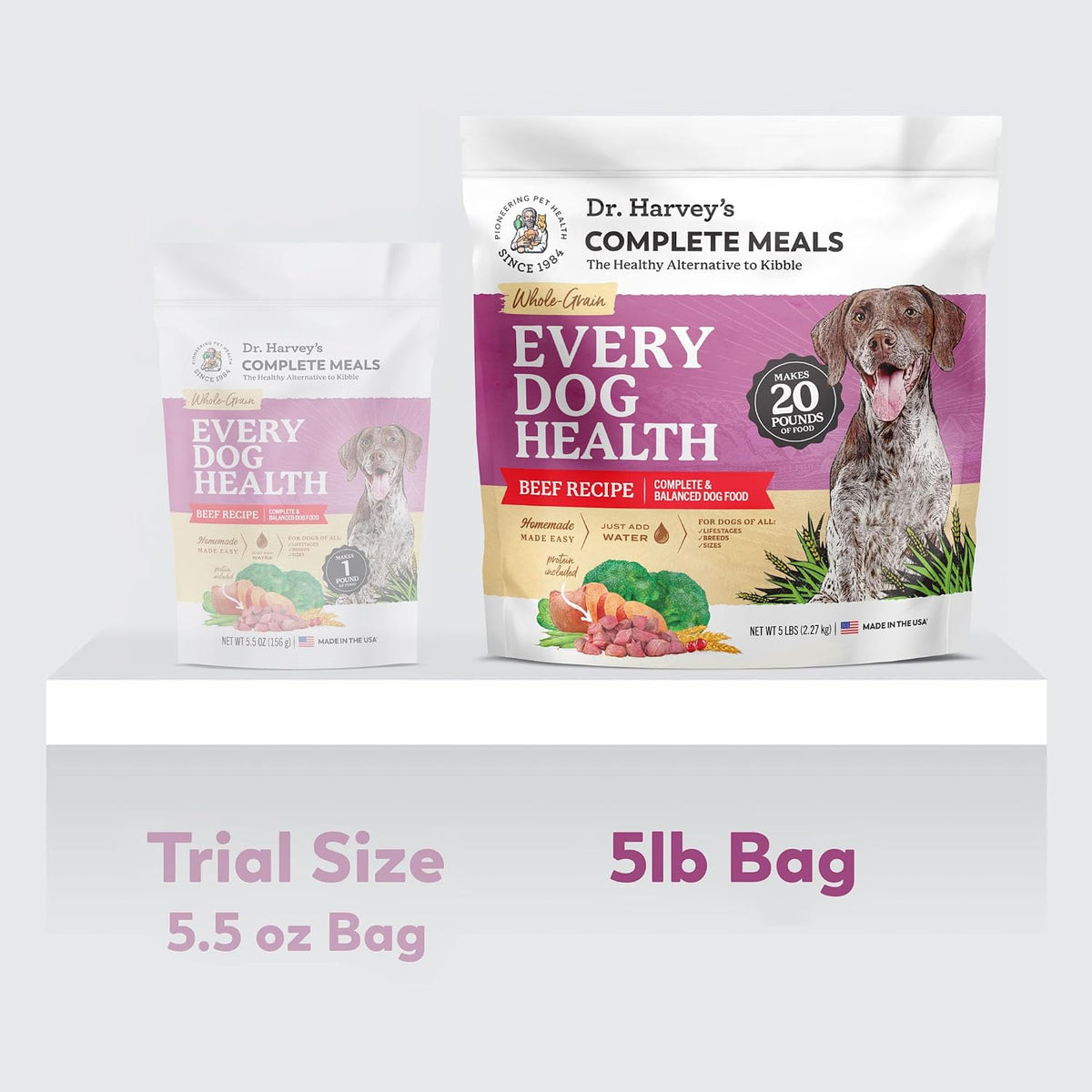 Dr. Harvey's Every Dog Health nutritious dehydrated ingredients display
