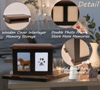 Sofunii natural pine wood pet urn displaying the hidden lid interlayer for storing a collar