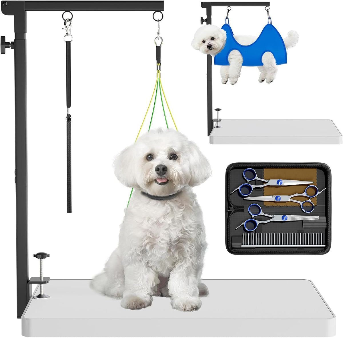 Bearfire foldable dog grooming arm with clamp front view