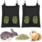 Rabbit Hay Feeder - Large Capacity Oxford Cloth Hanging Hay Bag - 4 Holes - 1 Pcs (Black) - Image 9