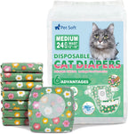 Pet Soft Disposable Cat Diapers - Diaper for Female & Male Cats, Puppy Doggie Diapers for Female Dogs with Adjustable Foam Tail Hole, Small (24Pcs, GN Flowers) - Image 14