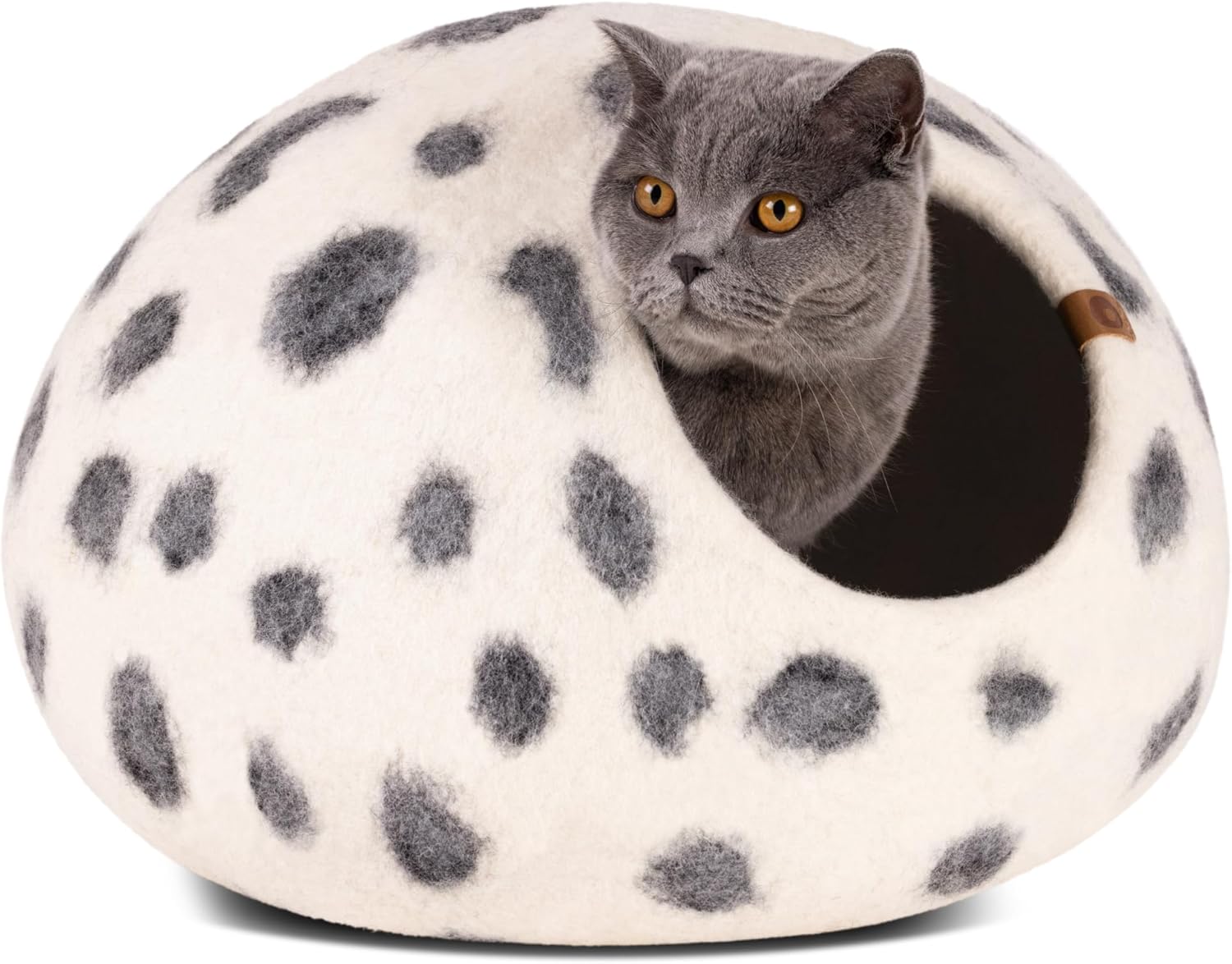MEOWFIA Cat Cave - Premium Felt Cat Bed Enclosure for Indoor Cats, Handmade Merino Wool (Light Gray, Medium) - Image 10