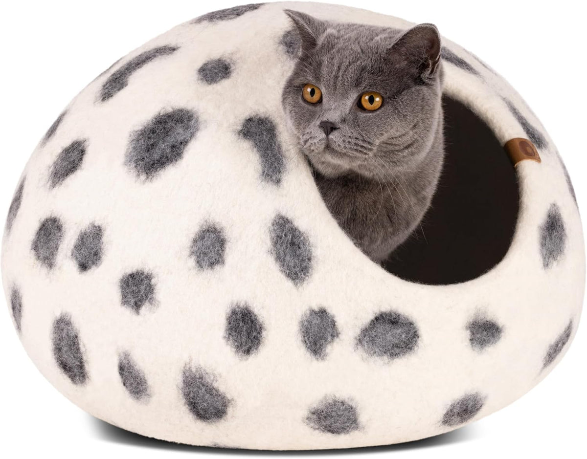 MEOWFIA Cat Cave - Premium Felt Cat Bed Enclosure for Indoor Cats, Handmade Merino Wool (Light Gray, Medium) - Image 10