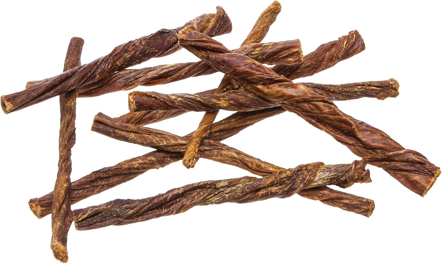 Pawstruck natural dog chews close up showing texture of five inch junior gullet sticks