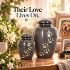 Trupoint Memorials Pet Urn for Dogs and Cats Ashes, Paws Print Grey Cremation Urns for Pets - Grey, Small Up to 17lb - Image 8