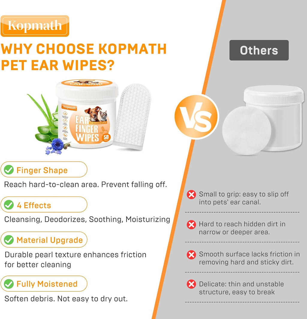Using Kopmath finger wipes to clean dog earwax and dirt