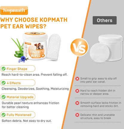 Using Kopmath finger wipes to clean dog earwax and dirt