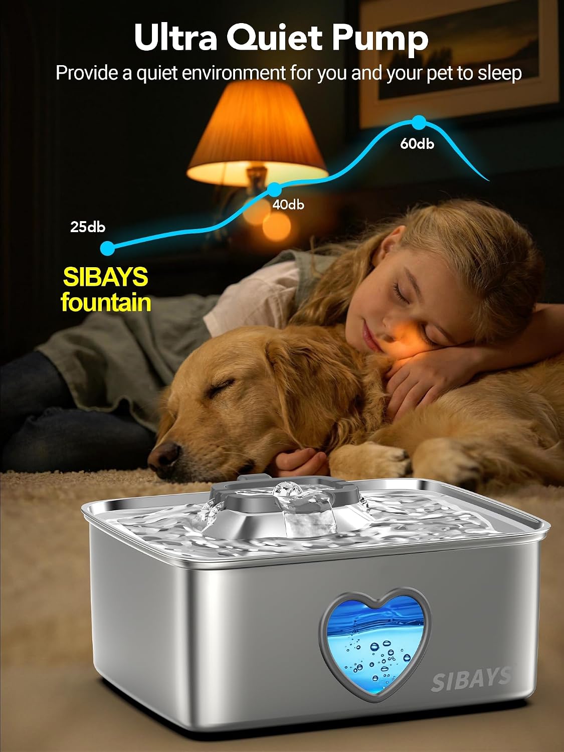 Top view of Sibays automatic dog water bowl dispenser
