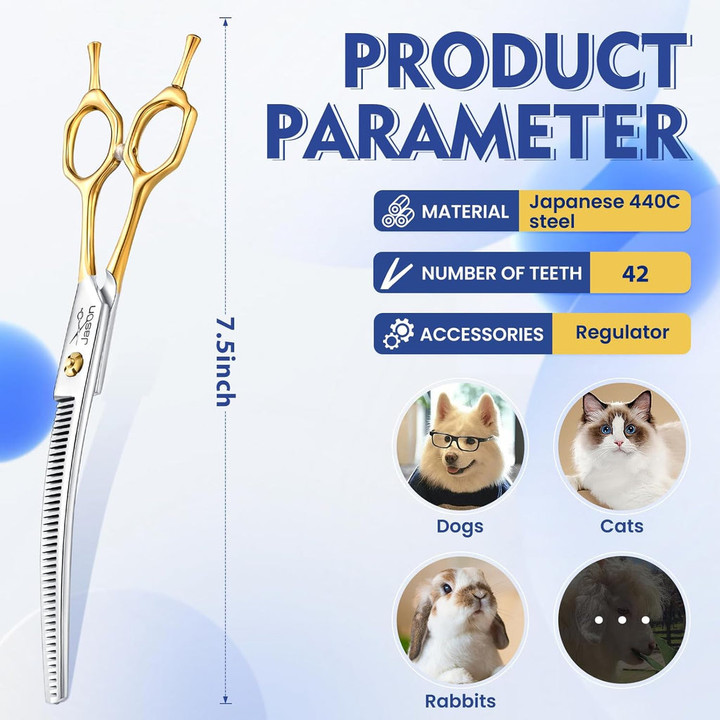 JASON seven inch curved dog blender shears premium stainless steel blades