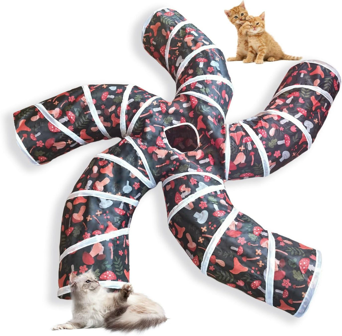 EGETOTA Cat Tunnel for Indoor Cats Large, with Play Ball S-Shape 5 Way Collapsible Interactive Peek Hole Pet Tube Toys, Puppy, Kitty, Kitten, Rabbit (Blue & Black) - Image 11