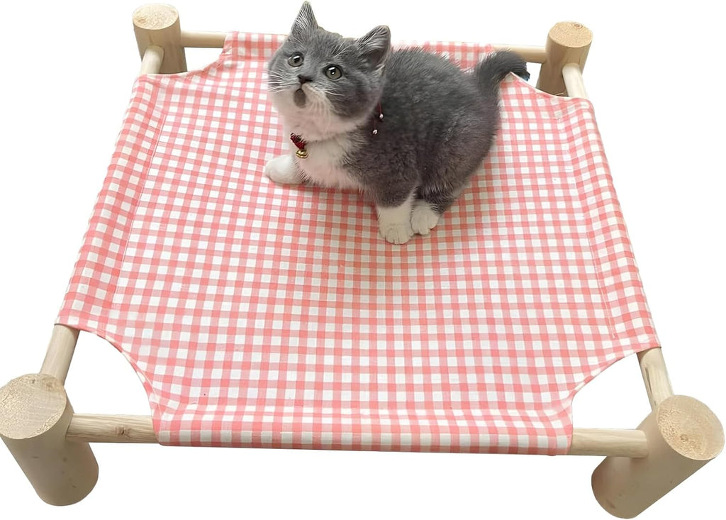 Pozico Cat/Dog Bed Hammock Cat Bed, Wooden Dog Elevated Indoor Outdoor Beds, Raised Cat Cots Furniture Pet Bed Puppy Bed Portable Breathable Mesh Cat Beds for Small Animals-Black Diamond - Image 11