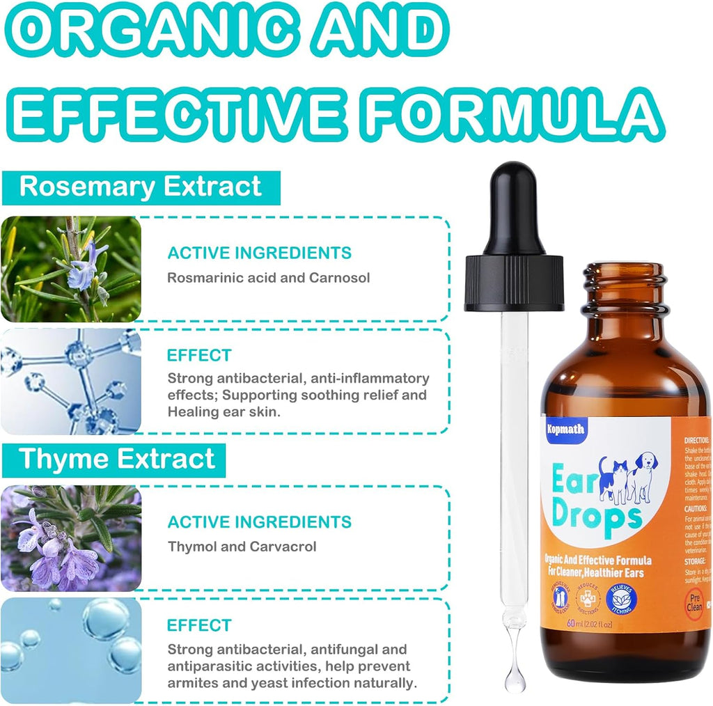 Close up of herbal ear drops for dogs and cats cleaning solution