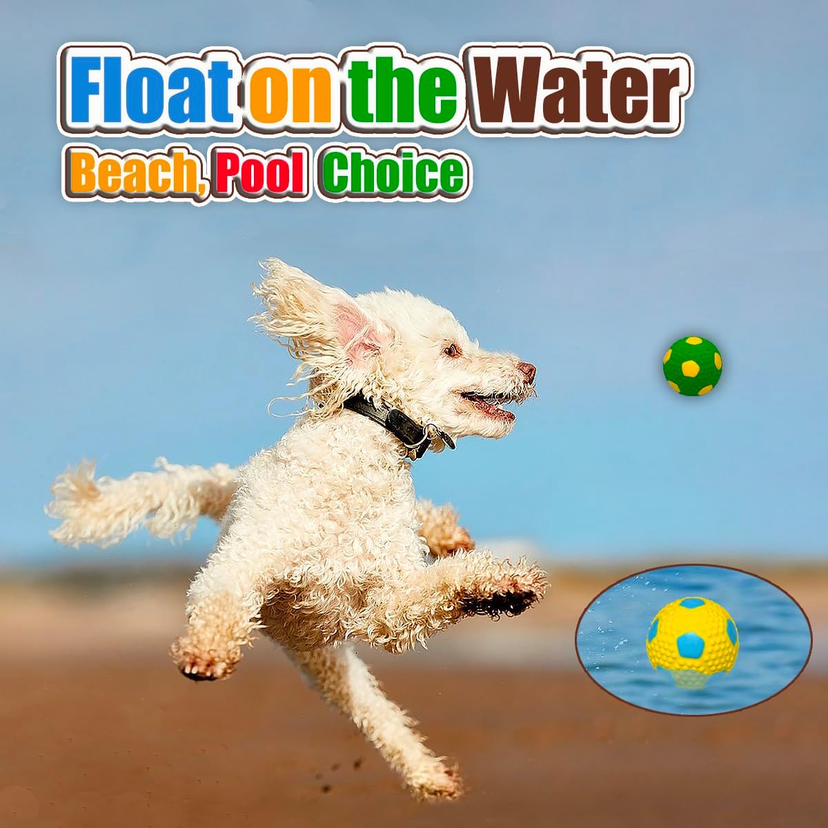 Durable lightweight interactive pet play balls on plain background