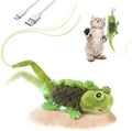 Migipaws touch activated flapping chirping lizard cat toy green front view interactive kitten plush