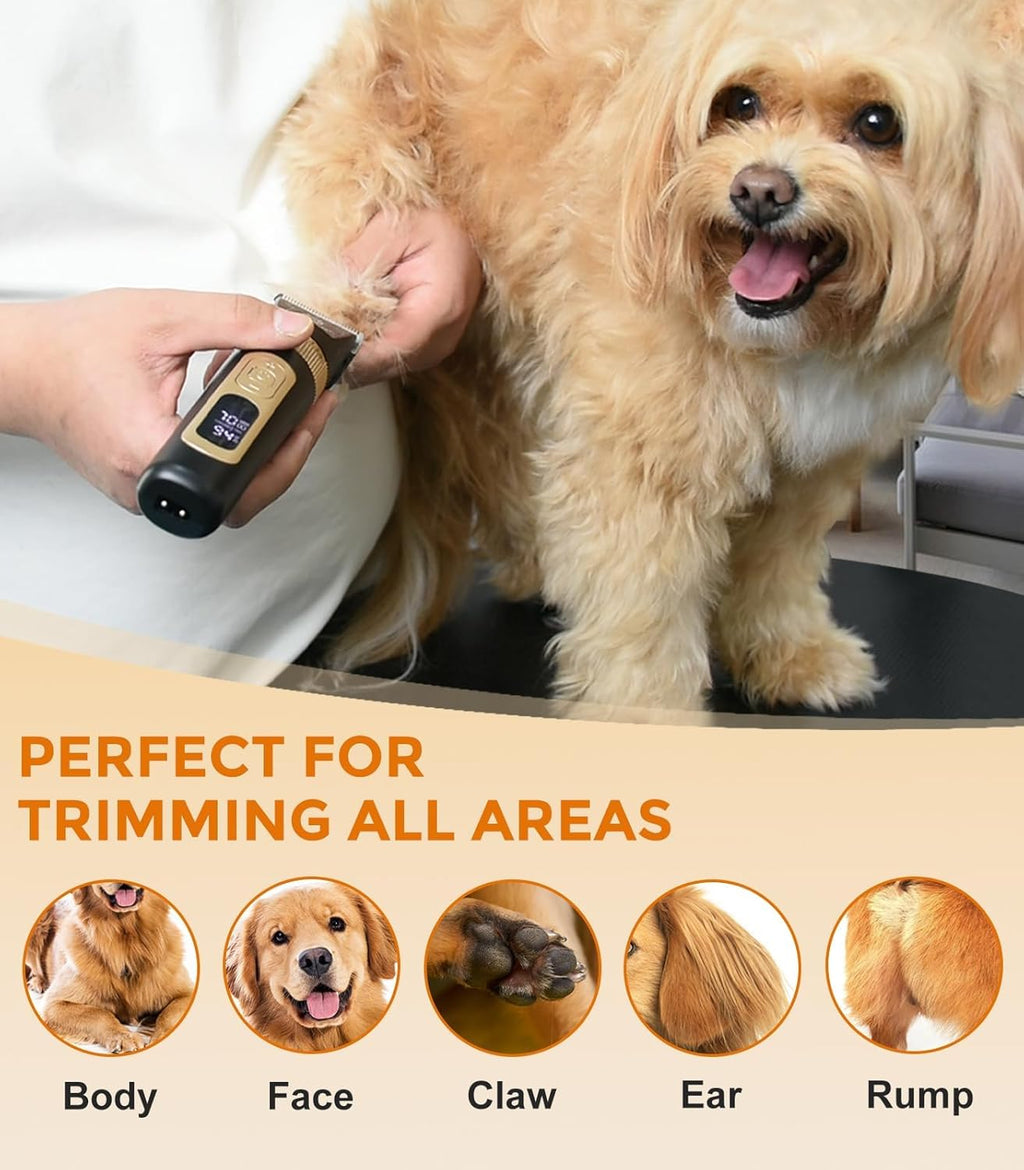 Petsaunter low noise dog clipper being used on thick pet coat