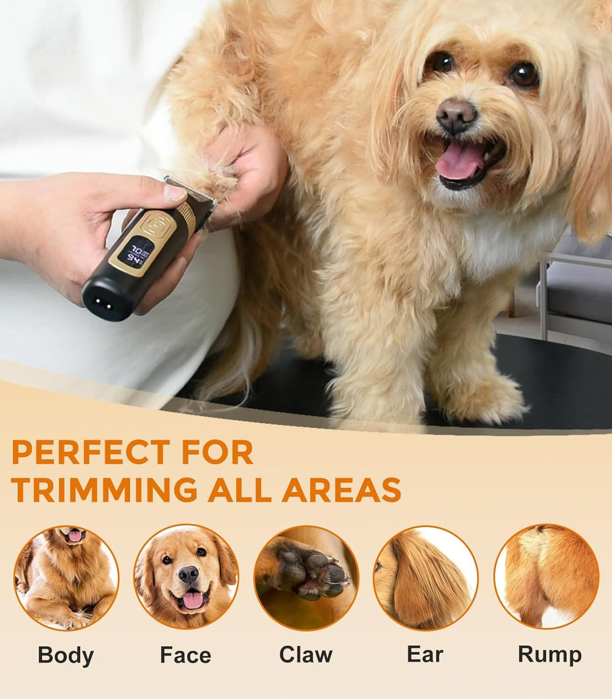 Petsaunter low noise dog clipper being used on thick pet coat