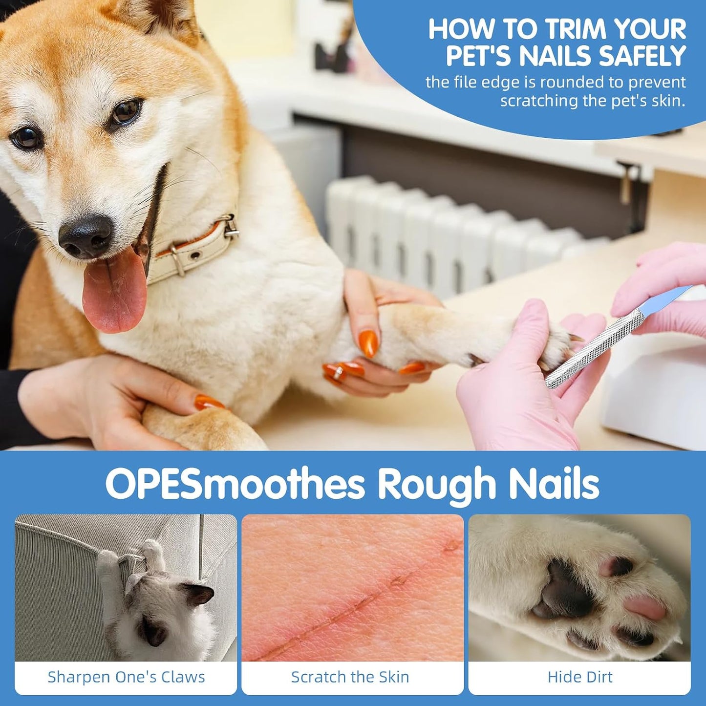 Aglads pet nail clipper and file set angled view for safe home claw trimming.