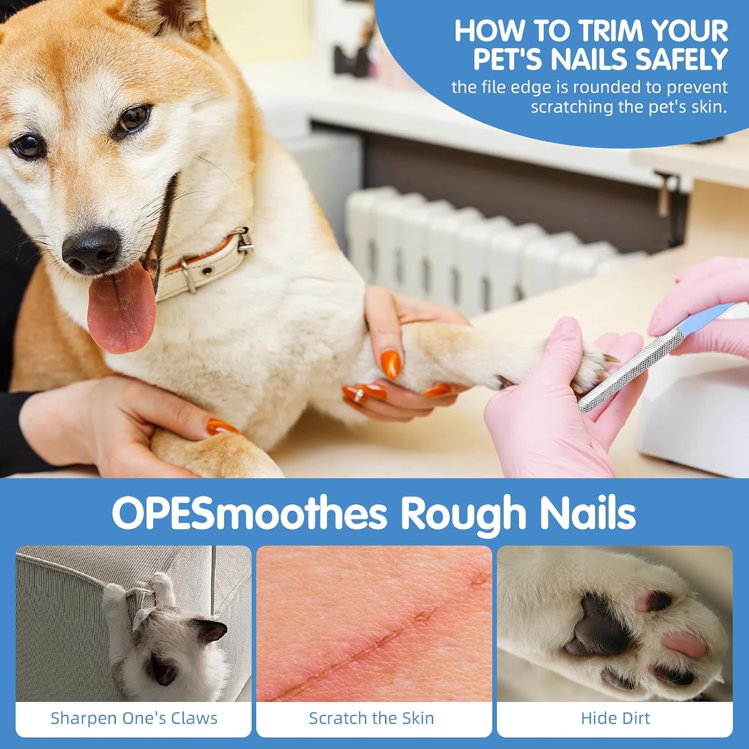 Aglads pet nail clipper and file set angled view for safe home claw trimming.