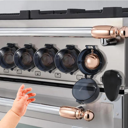 Wrichear stove knob safety covers and oven lock set front view