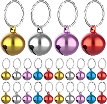Molain 24pcs cat and dog collar bells with keyrings front view